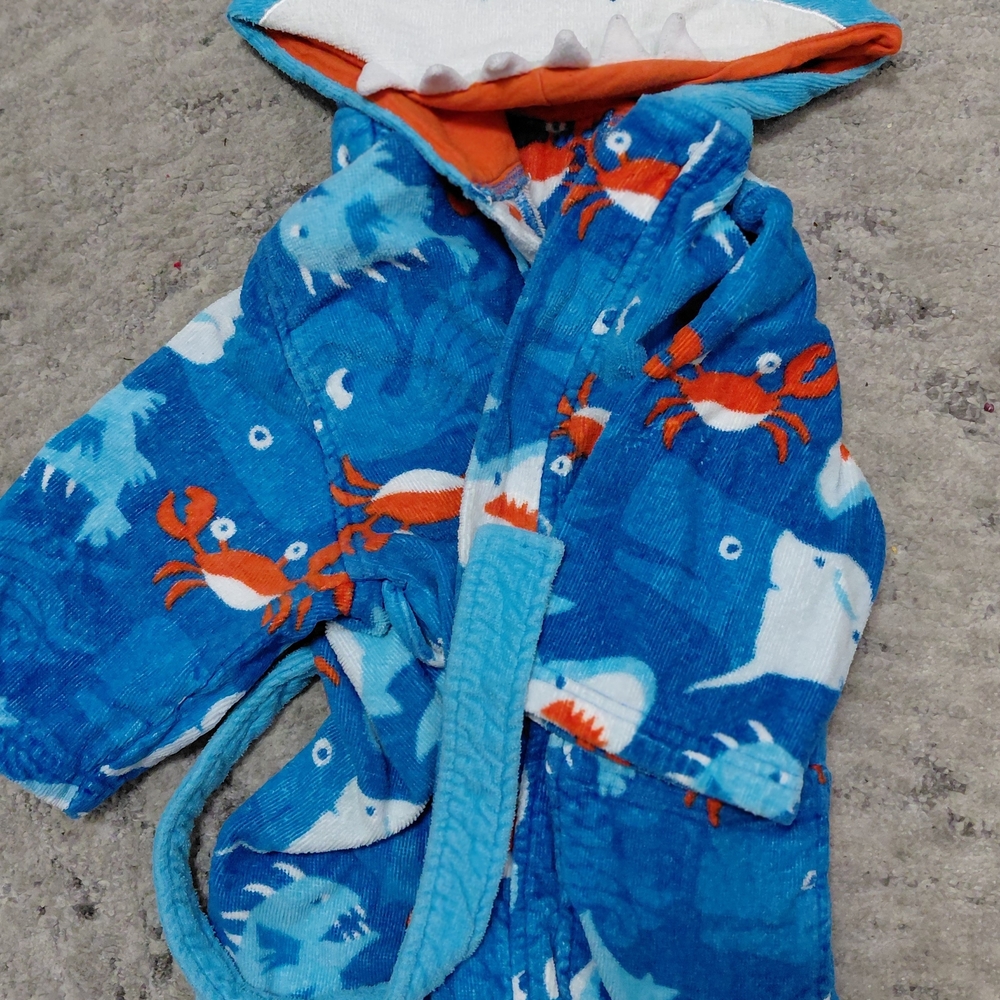 Blue Shark and Crab Hooded Robe